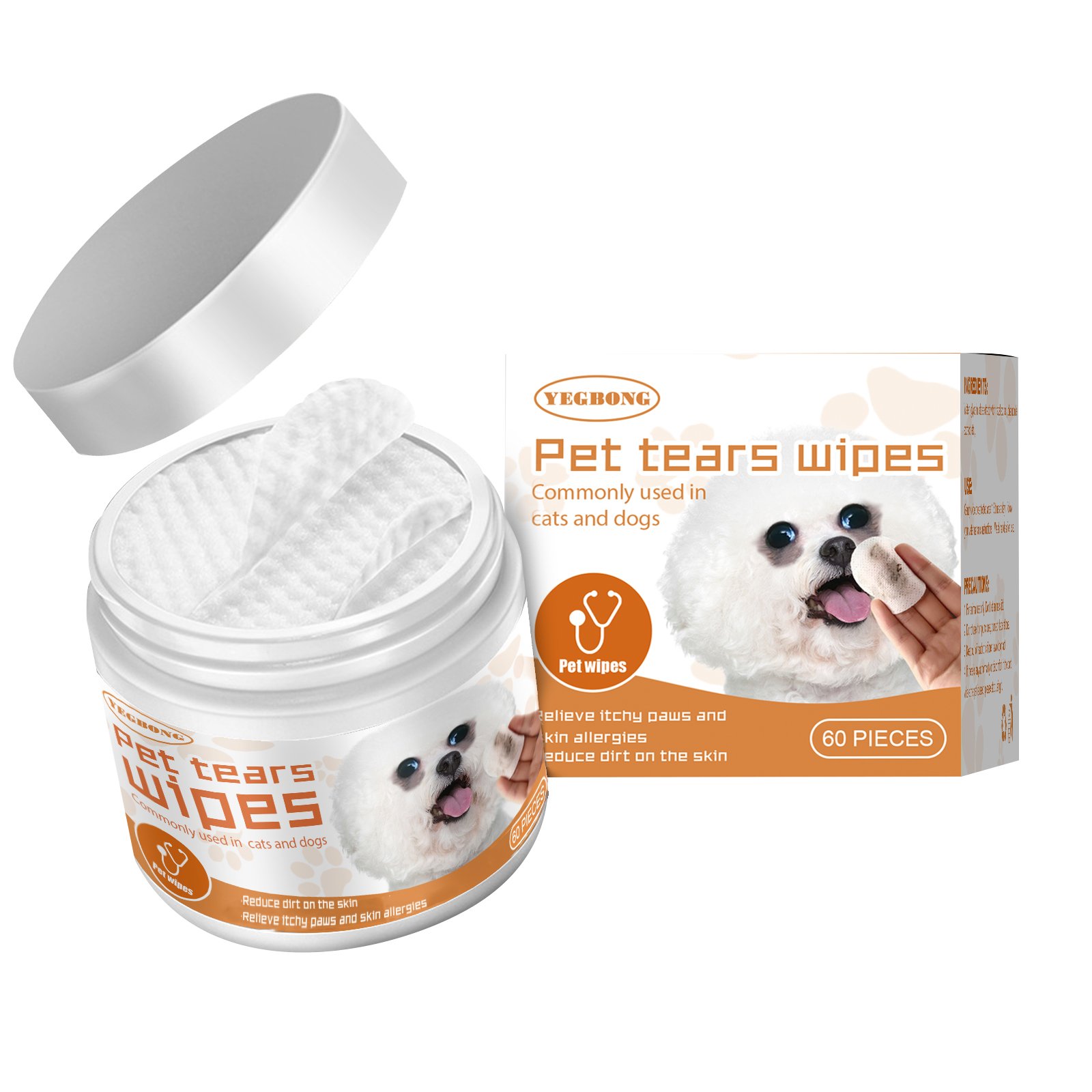 Yegbong Pet Wet Wipes Cleaning Dogs And Tear Stain Removal Eye Cleaning Eye Wipes Eye Dirt Removal Cotton Pads