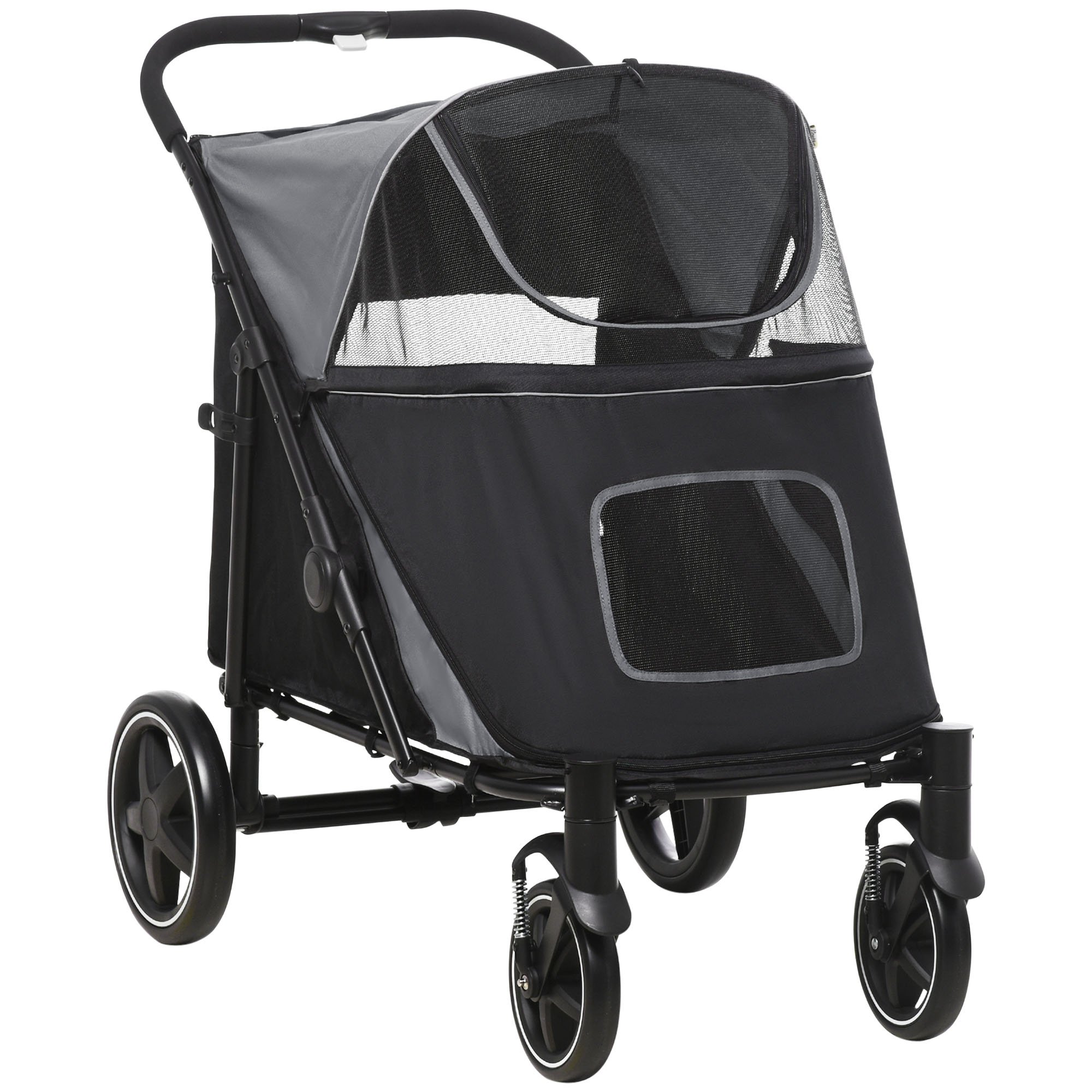 Dog Stroller for Large Medium Small Dogs up to 66 Lbs. 23.5" in Body Length, One-Click Foldable Pet Cat Stroller with Storage, Shock Absorption Wheel