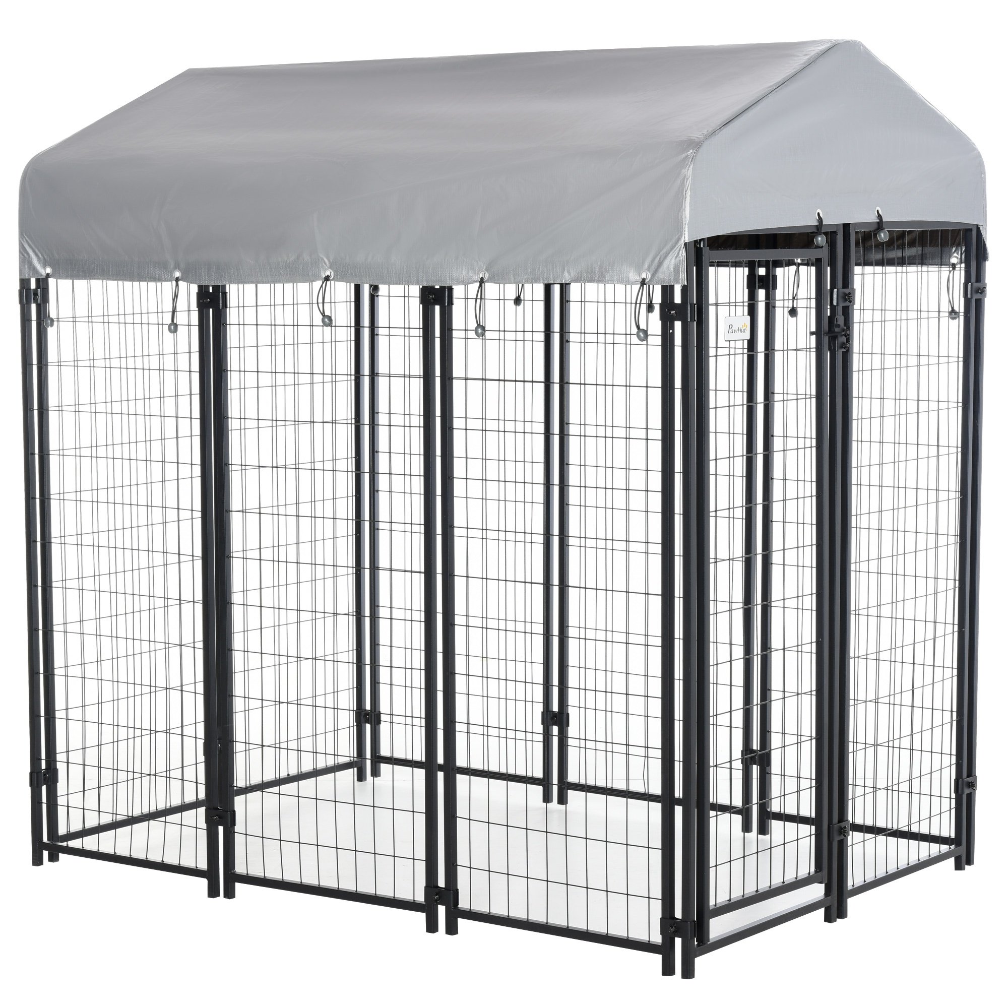 6' x 4' x 6' Large Outdoor Dog Kennel Galvanized Steel Fence with UV-Resistant Oxford Cloth Roof & Secure Lock