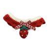 Handmade Knitted Pet Collar Dog Crochet Necklace Cute Scarf Bib Red Strawberry Pet Charms