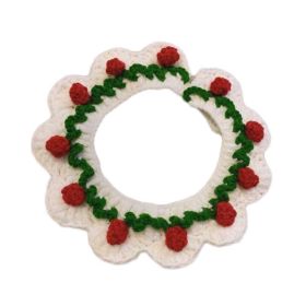 White Strawberry Pet Knitted Collar Handmade Crochet Necktie Collar Dog Necklace Pet Cute Scarf Bib