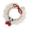 White Pet Handmade Knitted Collar Crochet Cherry Necklace Cute Dog Collar Bib