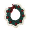Green Christmas Dog Collar Bib Handmade Knitted Pet Ornaments Necklace Crochet Scarf Collar
