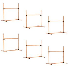 PawHut 6 Piece Dog Agility Training Set with High Jump Hurdle Bar Adjustable Height Carry Bag Whistle Orange