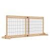 PawHut Freestanding Pet Gate Extra Wide 72" W x 27.25" H Dog Barrier Natural