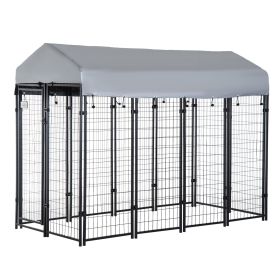 PawHut 8' x 4' x 6' Outdoor Dog Kennel with Lockable Door and Water-Resistant Canopy