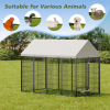 Dog Kennel Outdoor Dogs Run Enclosure Animal Hutch Metal Coop Fence with Roof Cover