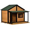 PawHut Wooden Outdoor Dog House with Porch Asphalt Roof, Yellow