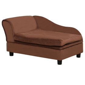 PawHut Pet Sofa Bed Couch with Storage, Pet Sofa for Small Dogs, Brown
