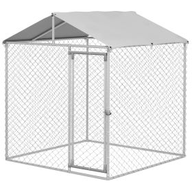 PawHut 6.6x6.6x7.8 Outdoor Dog Kennel w Waterproof Roof Silver