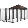 PawHut Outdoor Dog Kennel 9.3 x 4.6 Exercise Pen with UV Protection Canopy Water-resistant for Medium Large Dogs