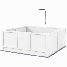 PawHut Whelping Box for Puppies Birth with Pee Pad, Pig Rail, Adjustable Door, for All Breed Dogs, 49" x 48"