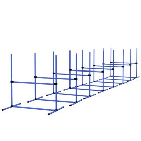 PawHut 8 Piece Dog Agility Set with Adjustable Height Jump Bars, Carry Bag, Displacing Top Bar, Blue