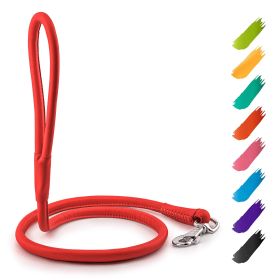 Rolled Leather Dog Leash 4Ft x 0.3 Heavy Duty Leather Puppy Leash for Outdoor Walking Running Training Strong Dog Leashes