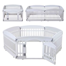 Pet Playpen Foldable Gate for Dogs Heavy Plastic Puppy Exercise Pen with Door Portable Indoor Outdoor Puppies Folding Cage 6 Panels M