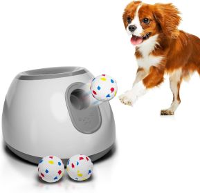 White Automatic Dog Ball Launcher Machine; Automatic Tennis Ball Thrower for Dogs 10.2 x 8.3 x 10.6