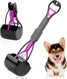 Portable Dog Pooper Scooper 23"; Pink Mini Portable Pooper Scooper for Dogs; Plastic Durable Pooper Scooper Foldable and Compact