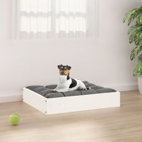 Dog Bed White 20.3" x 17.3" x 3.5" Solid Wood Pine