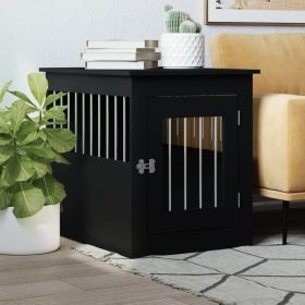 Dog Crate Furniture Black 21.7" x 29.5" x 25.6" Engineered Wood