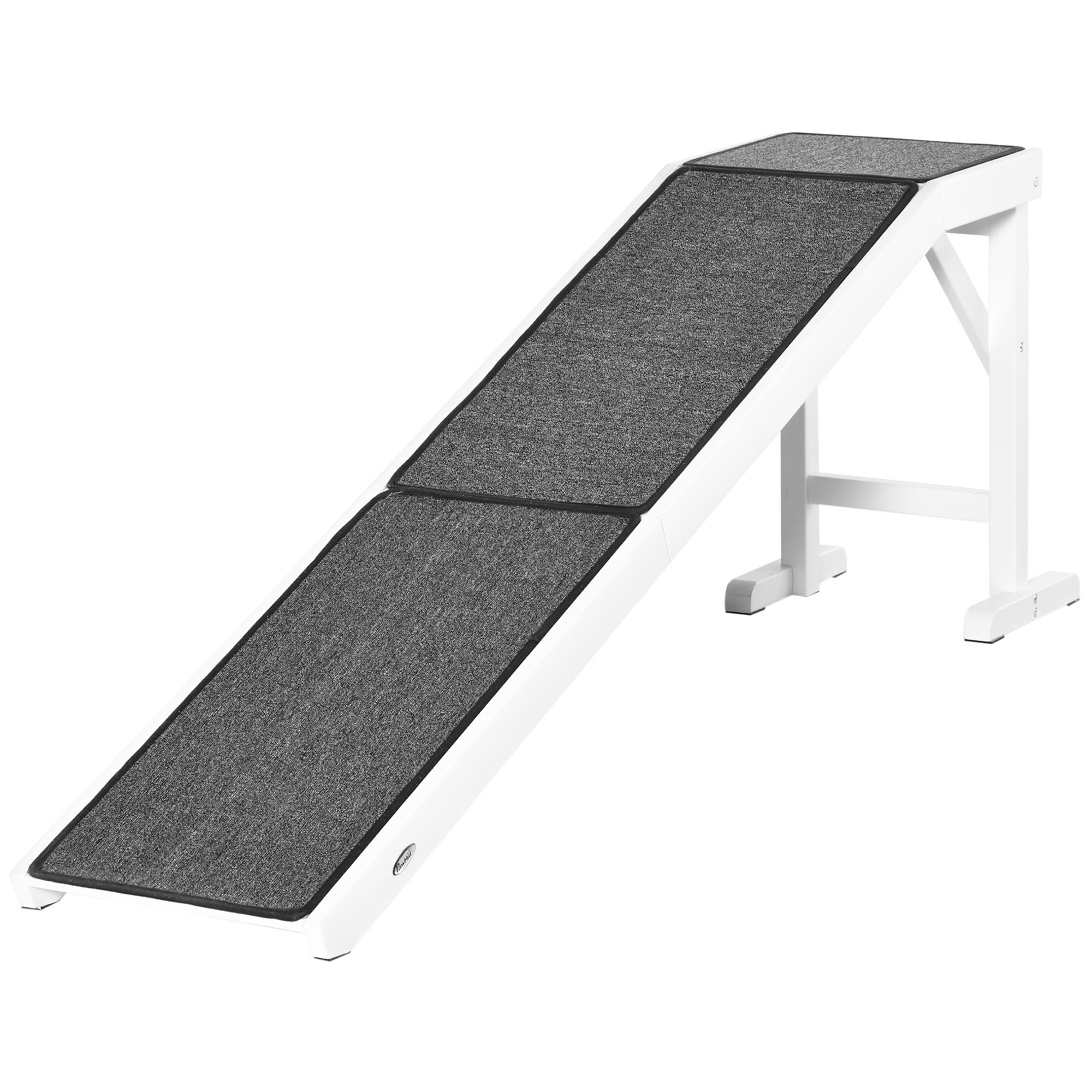 Dog Ramp Foldable with Non-slip Carpet Top Platform, Gray, White