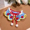 Blue Christmas Pet Collar Lace Dog Scarf Knitted Handmade Necklace New Year Photography Crochet Scarf Bib