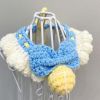 Blue Handmade Knitted Dog Collar Pet Crochet Silent Bell Scarf Bib Photography Prop Knotbow Necklace