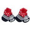 4 Pcs Red Stars Cute Puppy Knitted Pet Socks Dog Paw Protection for Puppy Indoor Wear