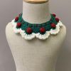 Green Christmas Dog Collar Bib Handmade Knitted Pet Ornaments Necklace Crochet Scarf Collar