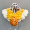 Yellow Handmade Knitted Dog Collar Pet Crochet Silent Bell Scarf Bib Photography Prop Knotbow Necklace