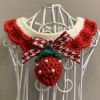 Handmade Knitted Pet Collar Dog Crochet Necklace Cute Scarf Bib Red Strawberry Pet Charms