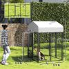 PawHut Welded Wire Outdoor Dog Kennel with 360° Rotating & 4 Levels Adjustable Bowls, Waterproof Cover,