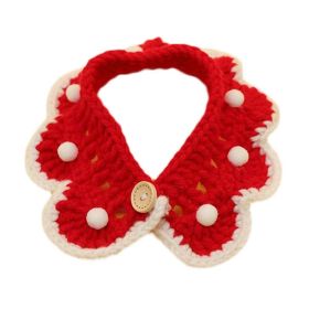 Red Handmade Pet Knitted Collar New Year Christmas Decoration Necklace Dog Crochet Cute Scarf Bib