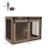 PawHut Large Dog Cage 39 x 23 x 27 2-In-1 Crate & End Table Furniture Indoor Walnut Brown