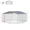 PawHut Outdoor Dog Kennel Galvanized Steel Fence with Cover Secure Lock Mesh Sidewalls for Backyard