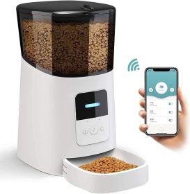 Automatic Pet Feeder with Programmable Meals and Portions. 6L Auto Dry Food Dispenser with App Control; WiFi Enable; 10s Voice Recorder & Dual Power