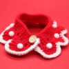 Red Handmade Pet Knitted Collar New Year Christmas Decoration Necklace Dog Crochet Cute Scarf Bib
