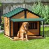 PawHut Wooden Outdoor Dog House with Porch Asphalt Roof, Yellow