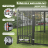 Dog Kennel Outdoor Dogs Run Enclosure Animal Hutch Metal Coop Fence with Roof Cover