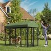 PawHut Outdoor Dog Kennel with Rotating Bowl Holders, Walk-in Pet Playpen with Waterproof Cover, Green