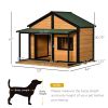 PawHut Wooden Outdoor Dog House with Porch Asphalt Roof, Yellow