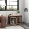 PawHut Large Dog Cage 39 x 23 x 27 2-In-1 Crate & End Table Furniture Indoor Walnut Brown