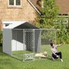PawHut Galvanized Chain Link Large Outdoor Dog Kennel with Waterproof & UV-Resistant Cover, for M&L Dogs, 13.1' x 7.5' x 7.5'