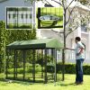 PawHut Outdoor Dog Kennel with Rotating Bowl Holders, Walk-in Pet Playpen with Waterproof Cover, Green