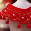 Red Pet New Year Collar Dog Scarf Bib Festive Tassel Necklace Handmade Knitting Collar