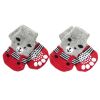 4 Pcs Red Bear Knitted Dogs Socks Cute Pet Socks Dog Paw Protection for Puppy Indoor Wear