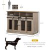 PawHut 2-In-1 Dog Crate Table with Removable Wall, Dog Crate Furniture with Shelving & Sliding Doors, 47" x 23.5" x 35", Oak