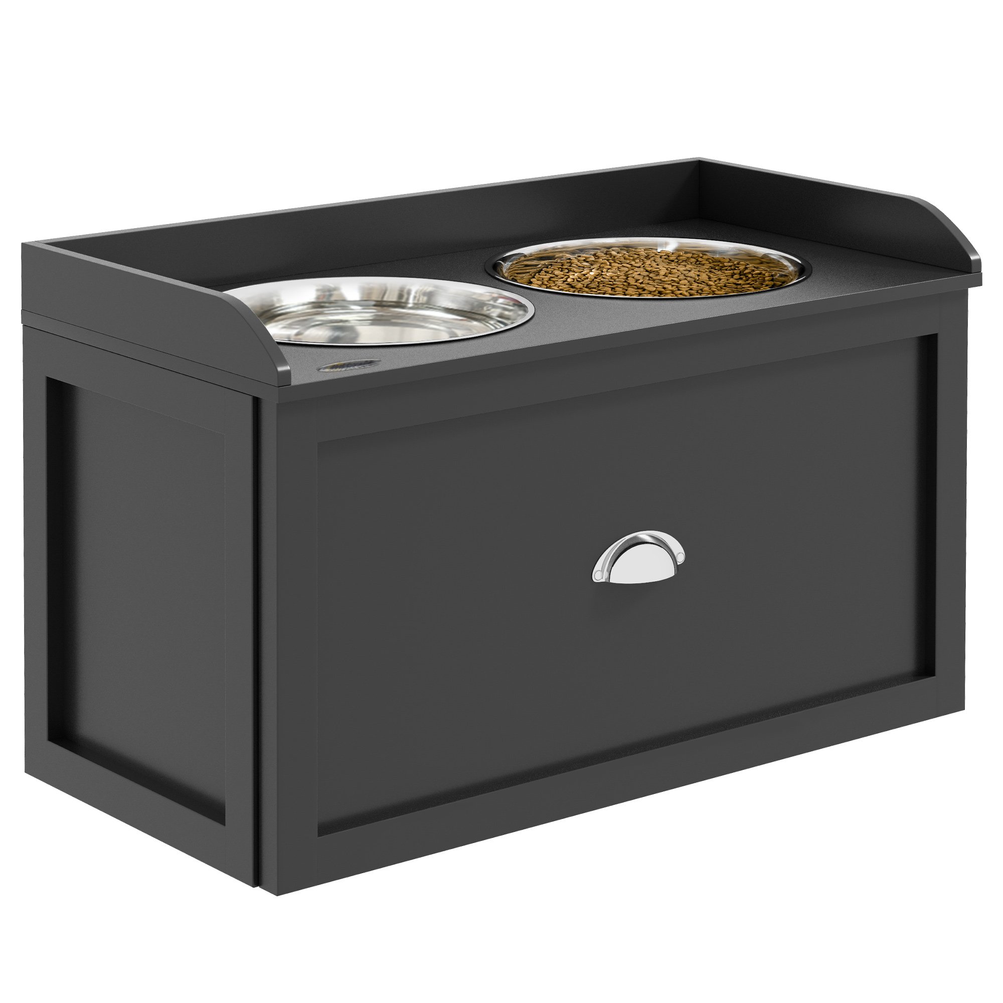 Pet Feeding Station Pet Dish Bowl Set with Storage, 2 Elevated Dog Bowls for Large Sized Dogs, Black