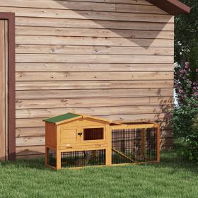 2 Level 59" Outdoor Rabbit Hutch with Openable Top (Option: Yellow-840x580x330 mm)