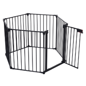 150 Adjustable Safety Gate 6 Panels Play Yard Metal Doorways Fireplace Fence Christmas Tree Fence Gate For House Stairs Gate Prohibited Area Fence (Option: Black)