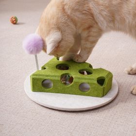 Cat Puzzle Toy With Ball And Spring-loaded Wand Felt Indoor Cat Toy Box Suction Cup Base Treat Puzzle Helps Cats Play Independently And Improves Their (Option: Green)